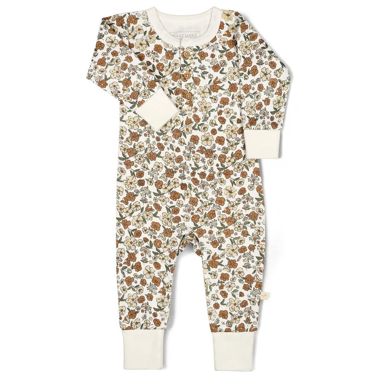 Makemake Organics - Organic Button Romper - Daffodil