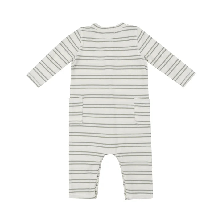 Angel Dear - Ribbed Stripe - Desert Sage Romper