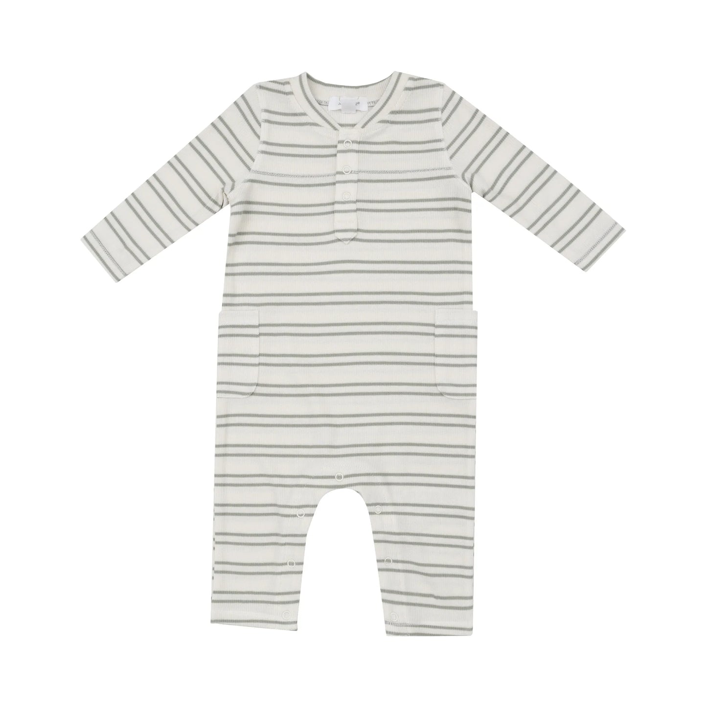 Angel Dear - Ribbed Stripe - Desert Sage Romper