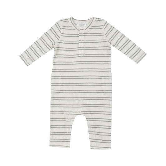 Angel Dear - Ribbed Stripe - Desert Sage Romper