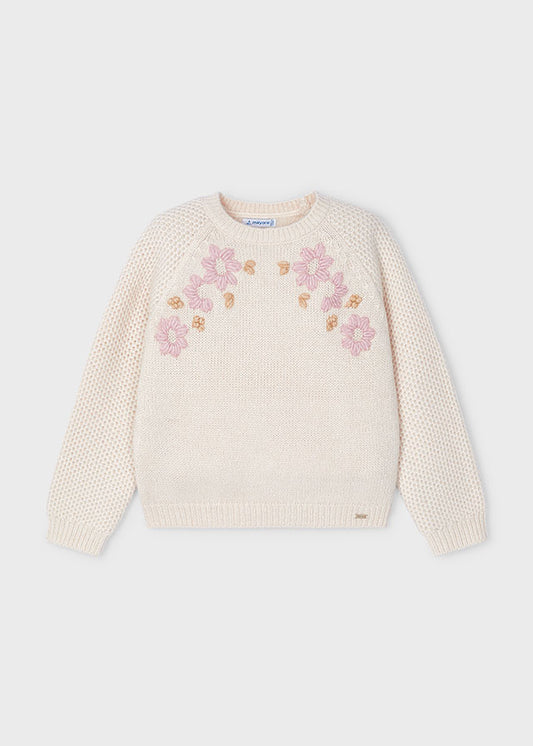 Mayoral - Ginger Pink Floral Knit Sweater