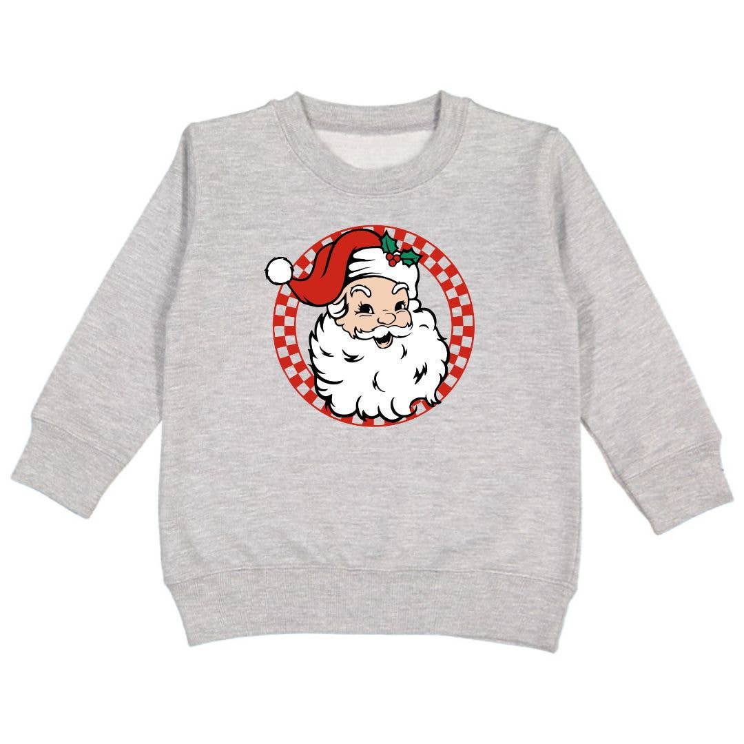 Sweet Wink - Retro Santa Christmas Sweatshirt - Kids Holiday Crewneck