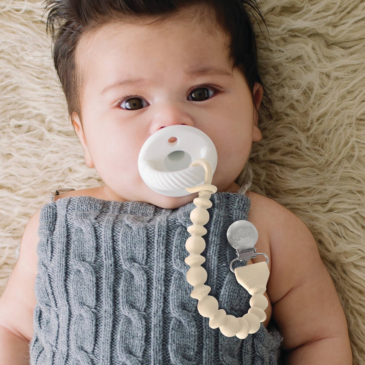 Itzy Ritzy - Sweetie Strap™ Silicone One-Piece Pacifier Clips: Buttercream