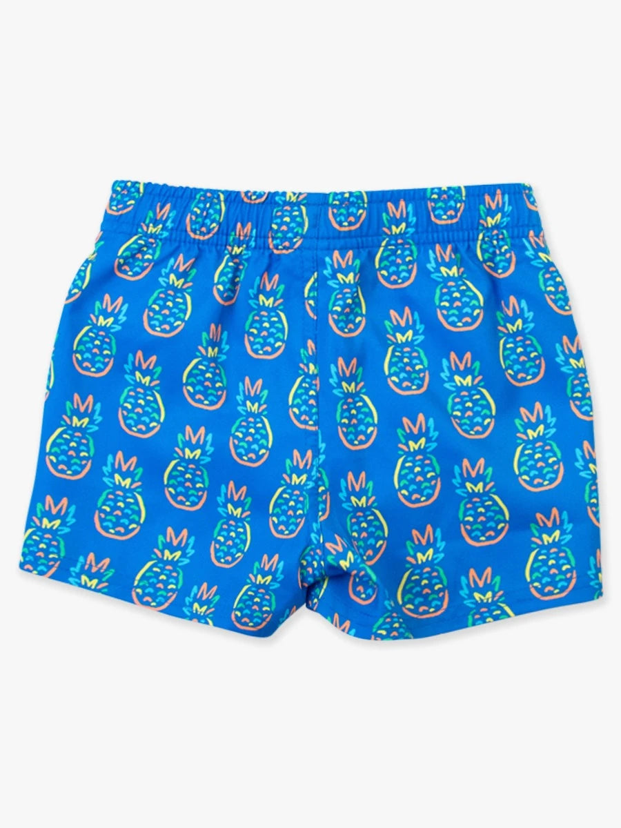 Rufflebutts/Ruggedbutts - Neon Blue Pineapples Swim Trunks