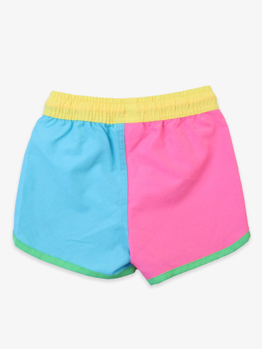 Rufflebutts/Ruggedbutts - Neon Color Block Dolphin Hem Swim Trunks