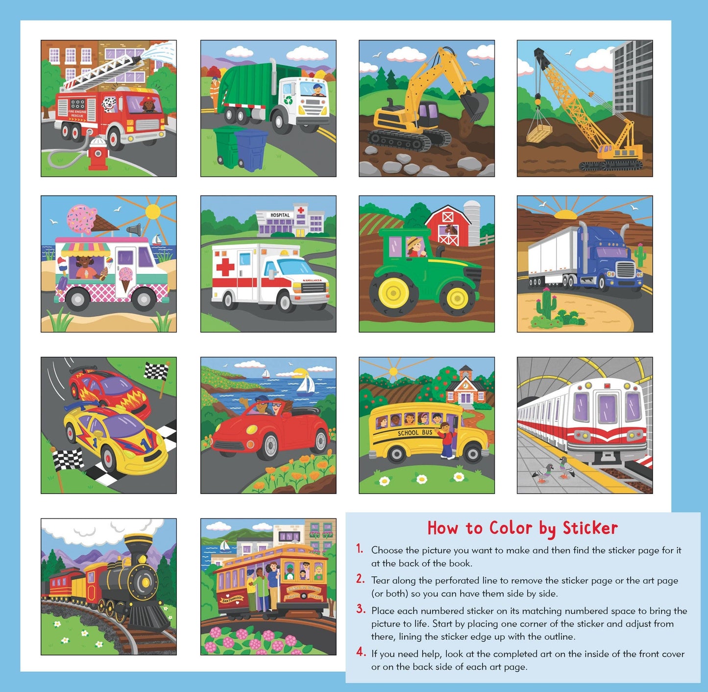 Peter Pauper Press - My First Color-By-Sticker Book - Cars, Trucks, & Trains