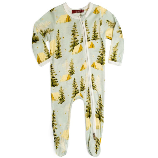 Milkbarn - Camping Bamboo Zipper Footed Romper