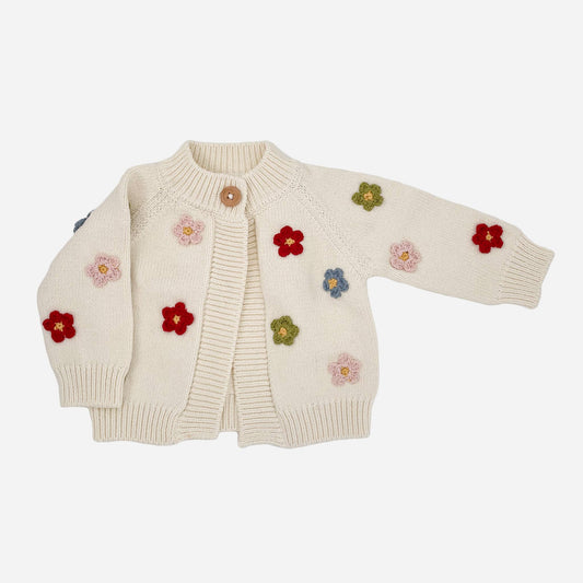 The Blueberry Hill - Cotton Flower Cardigan, Multi-Color | Baby Sweater