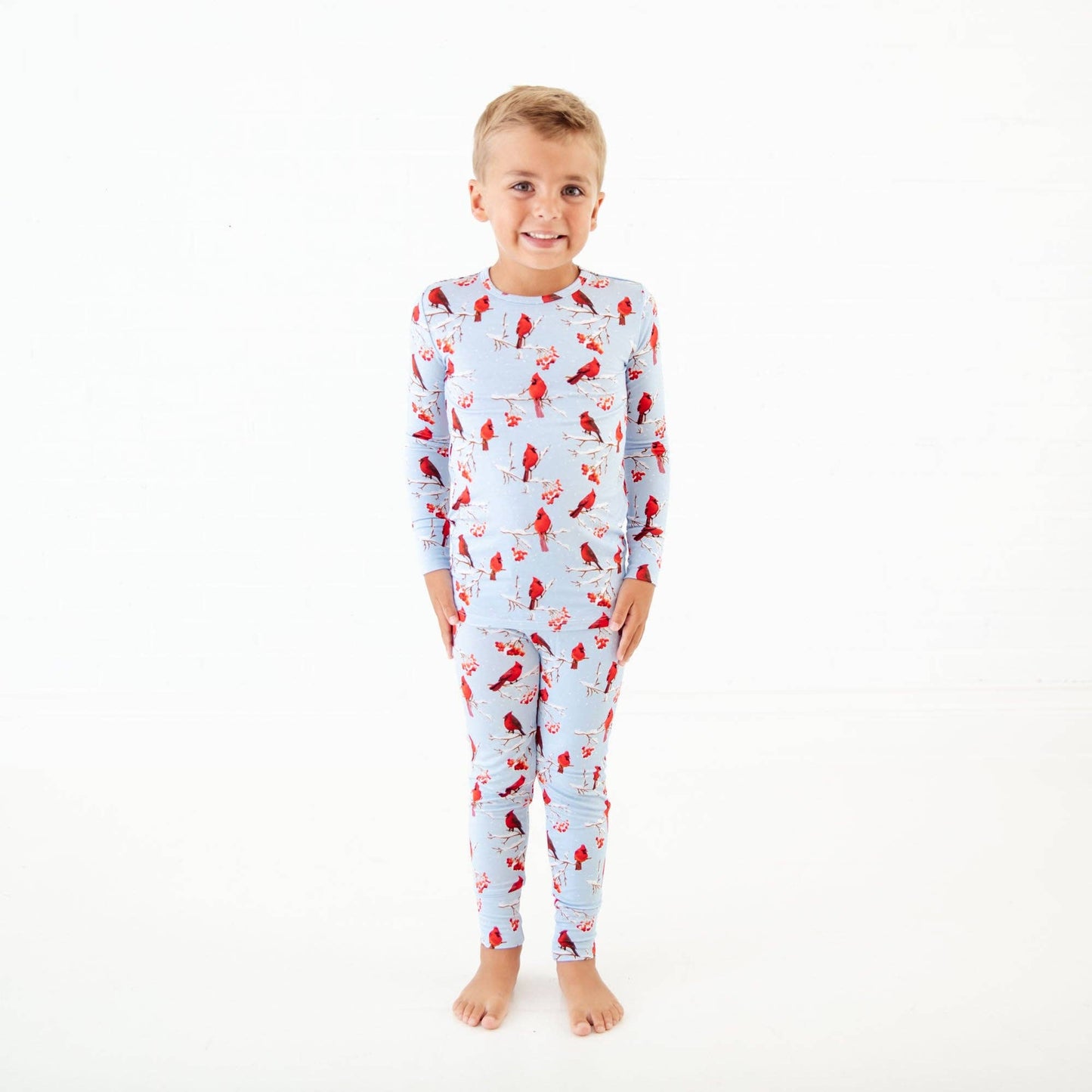 Dreamiere - Love From Above Winter Cardinal Bamboo Two Piece Kids Pajamas Set