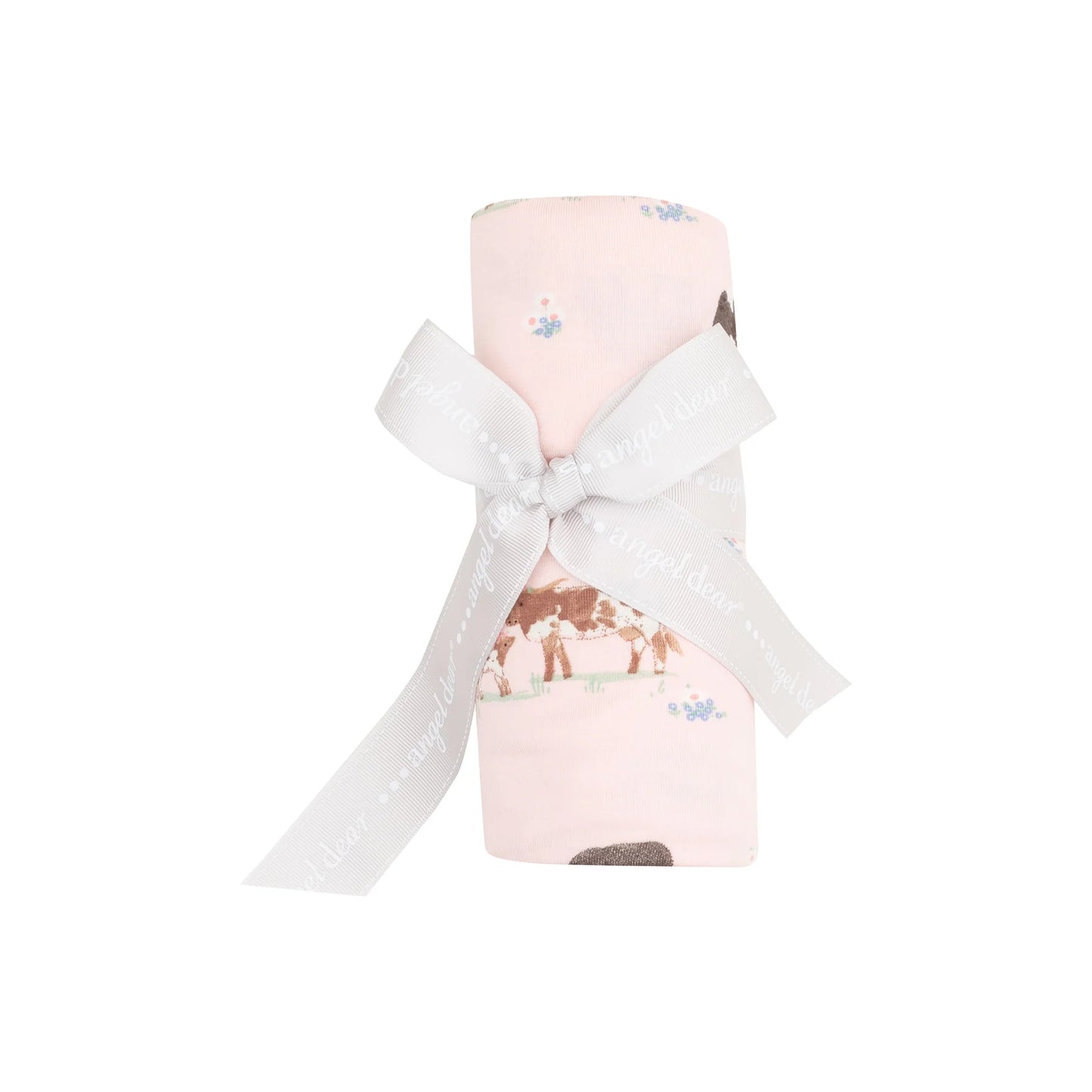 Angel Dear -Cow Families Pink - 45X45 Swaddle Blanket