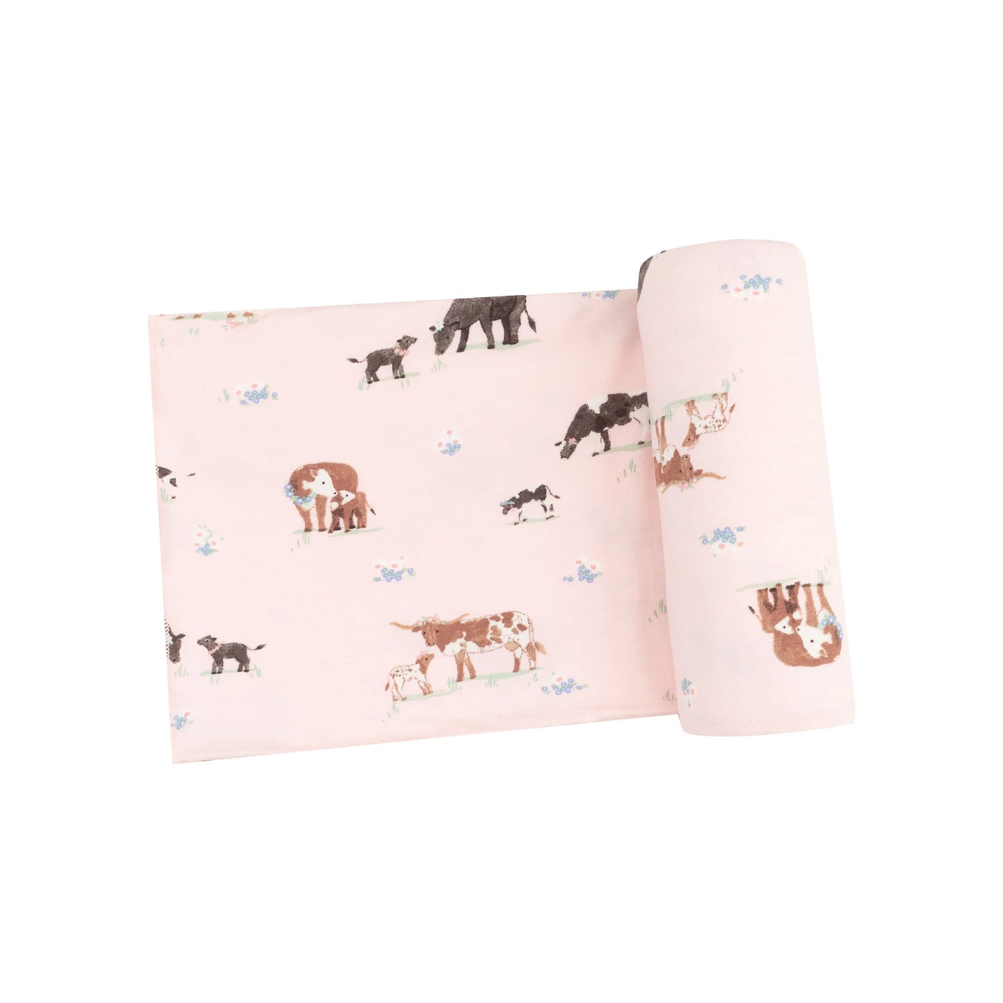 Angel Dear -Cow Families Pink - 45X45 Swaddle Blanket