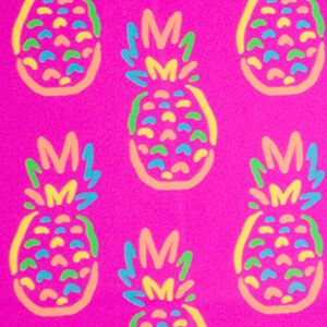 Rufflebutts - Neon Violet Pineapples Long Sleeve One Piece Rash Guard