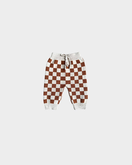 babysprouts clothing company - Baby Knit Pants: Checkered in Clay