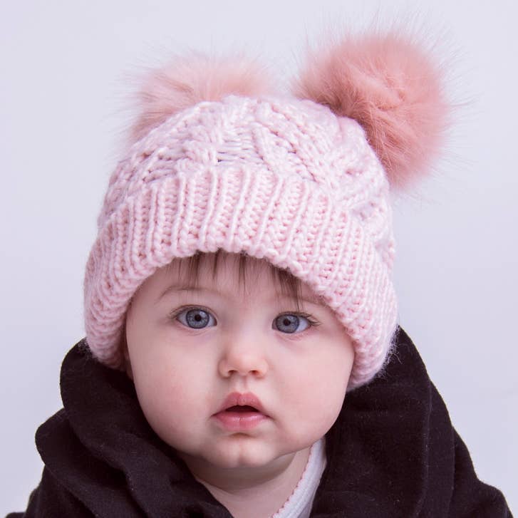 Huggalugs - Blush Pink Fluffer Beanie Hat