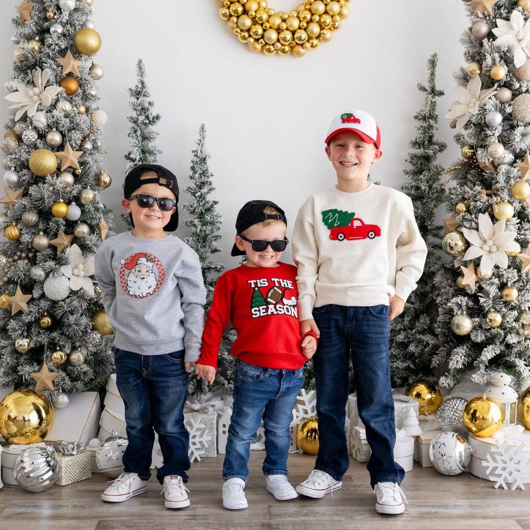 Sweet Wink - Retro Santa Christmas Sweatshirt - Kids Holiday Crewneck