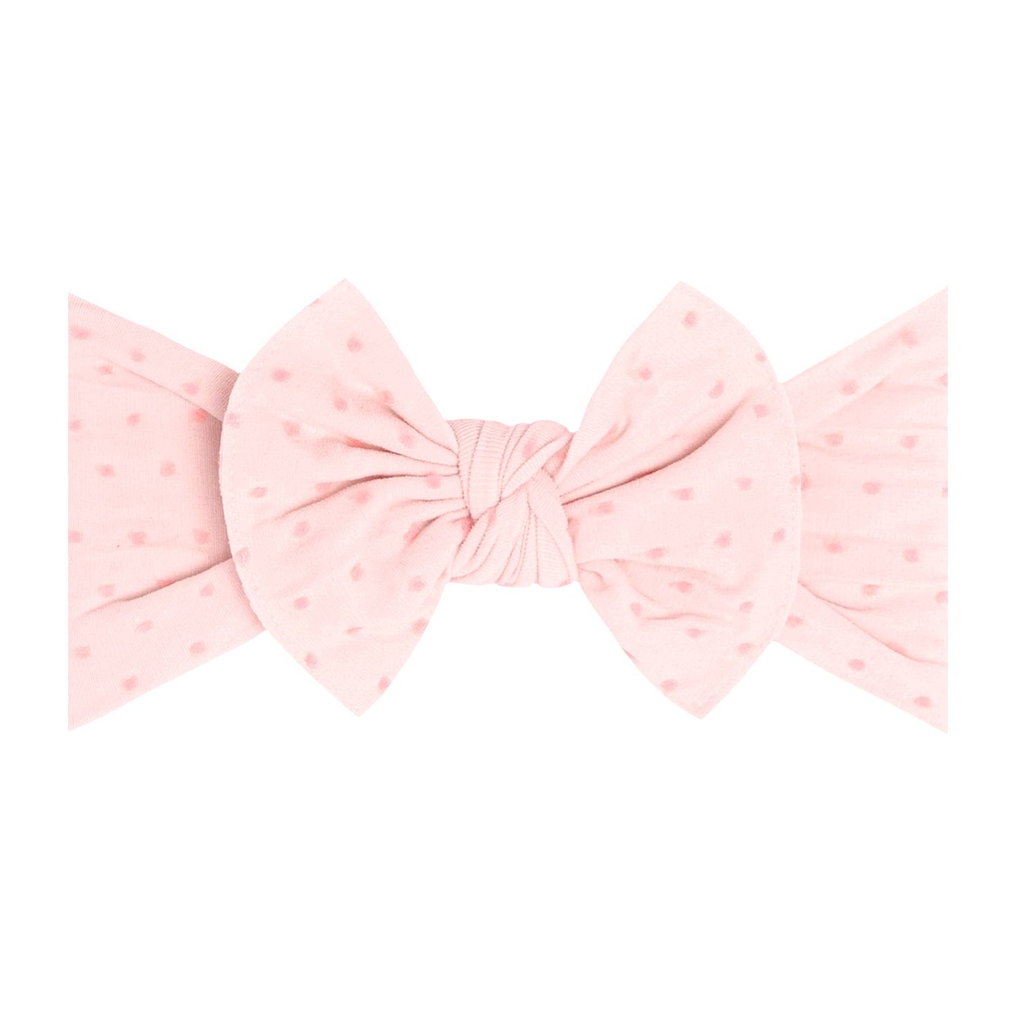 Baby Bling Bows - Pink/Pink Dot - Shabby Dot Knot soft nylon headband