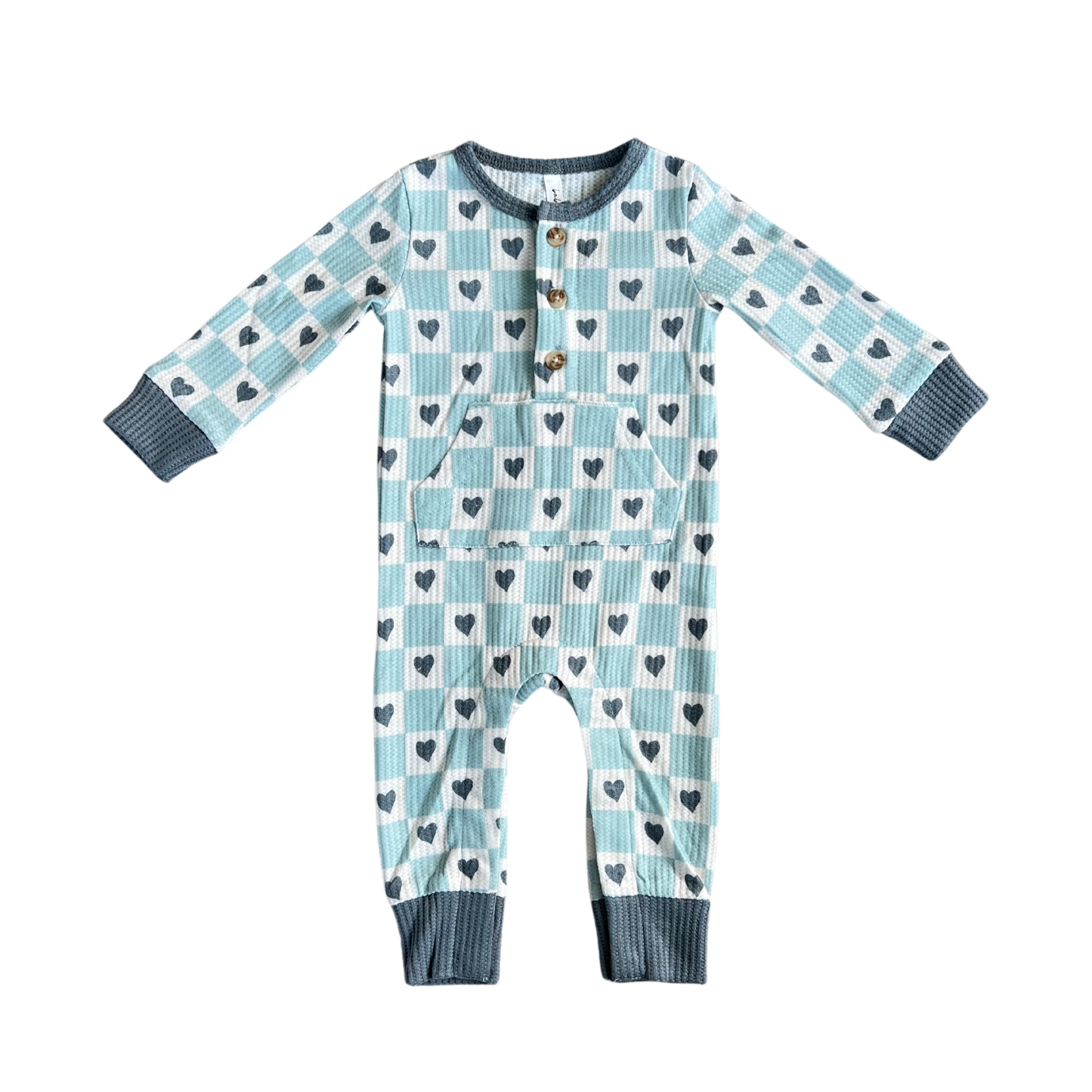 babysprouts clothing company - Baby Waffle Romper: Checkered Boy's Hearts