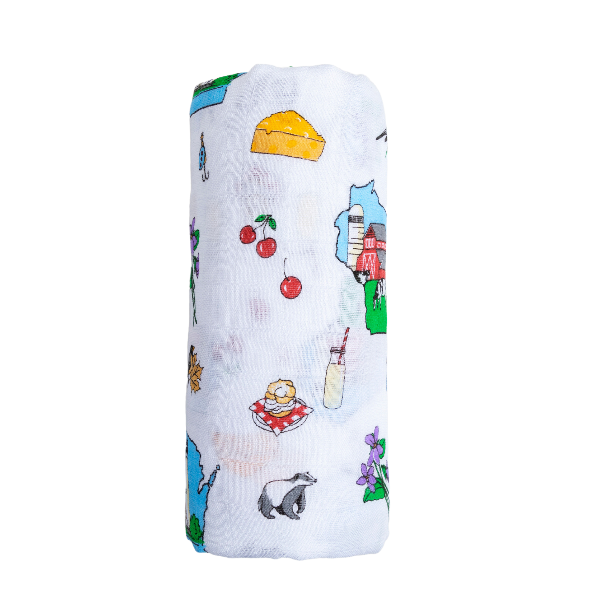 Little Hometown - Wisconsin Baby Muslin Swaddle Receiving Blanket