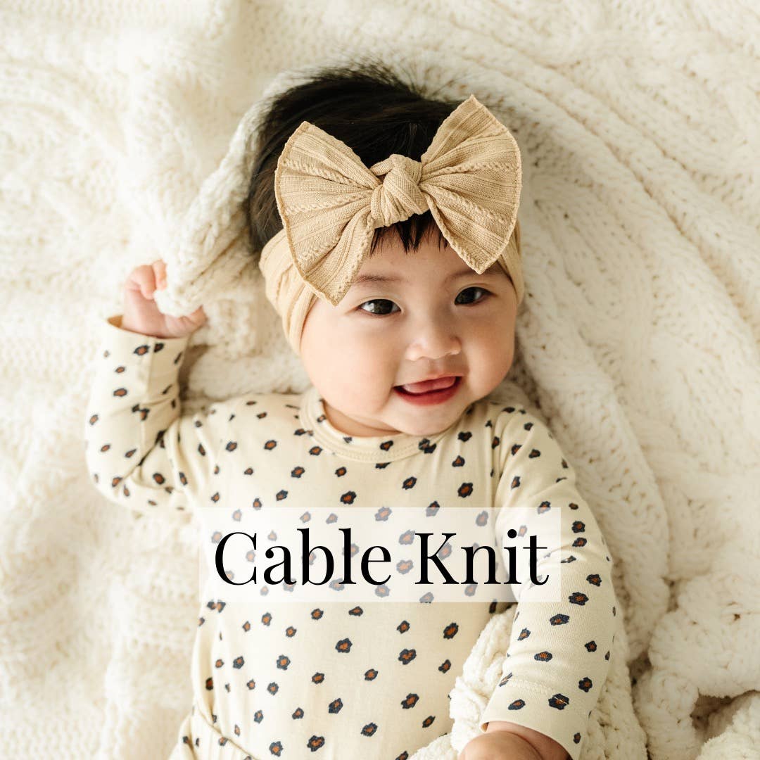 Baby Bling Bows - Denim stonewash Baby Bling® Cable Knit Knot soft nylon headband