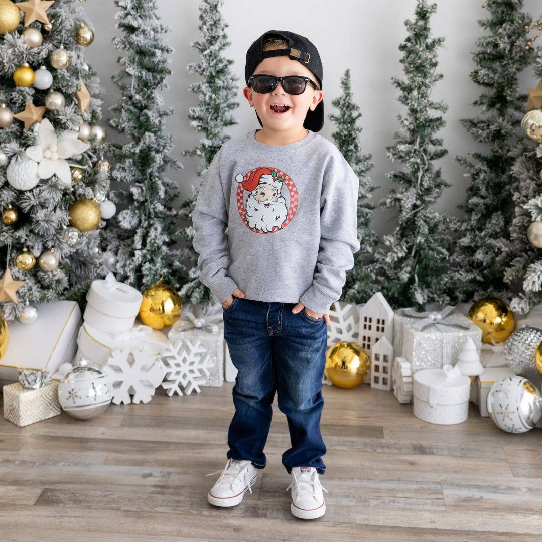 Sweet Wink - Retro Santa Christmas Sweatshirt - Kids Holiday Crewneck