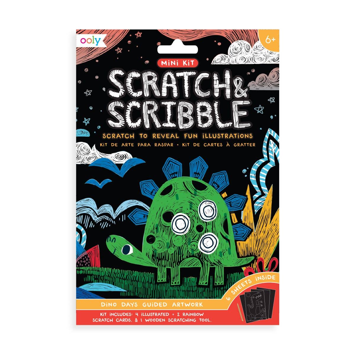 OOLY - Mini Scratch & Scribble Art Kit: Dino Days