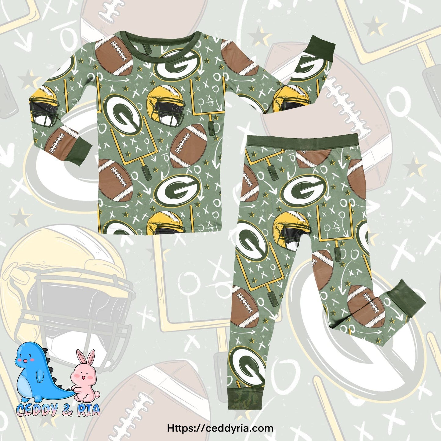 CEDDY & RIA - Green Bay Packers Football Two-Piece PJ Set