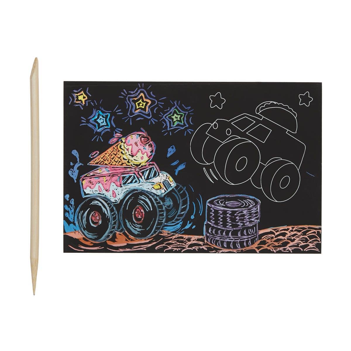 OOLY - Mini Scratch & Scribble Art Kit: Monster Truck