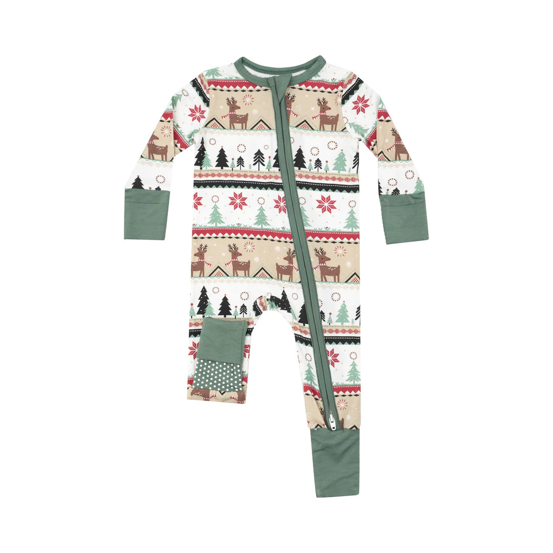 Angel Dear - Reindeer Fair Isle 2-Way Zipper Romper