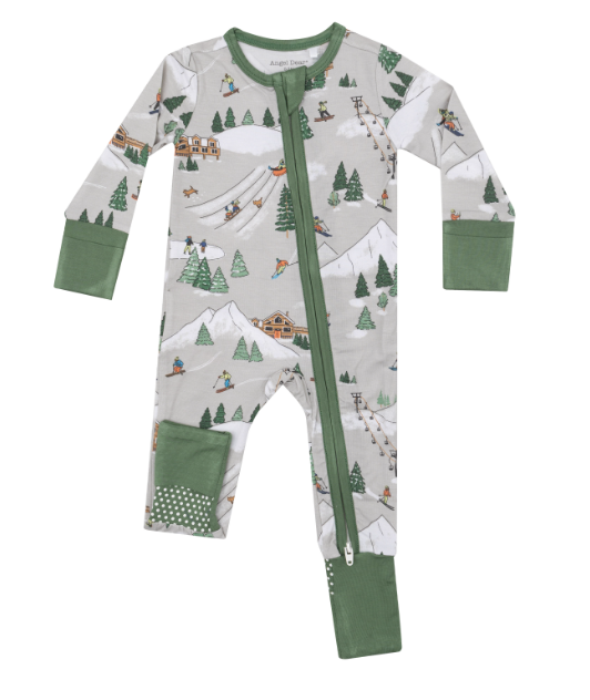 Angel Dear - Winter Fun Skiers - 2 Way Zipper Romper