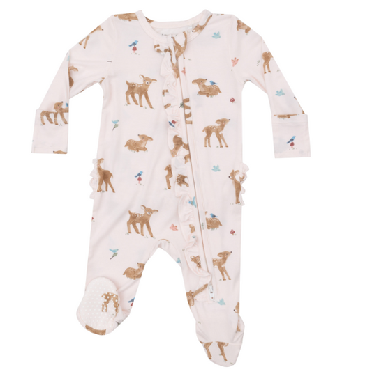 Angel Dear - Soft Deer - 2 Way Ruffle Zipper Footie