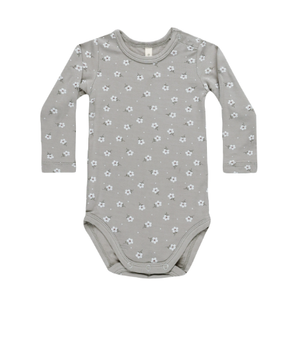 Quincy Mae - Bamboo Long Sleeve Bodysuit - Blue Ditsy