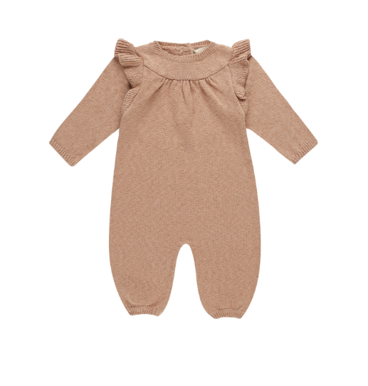 Quincy Mae - Long Sleeve Mira Knit Romper - Heathered Rose