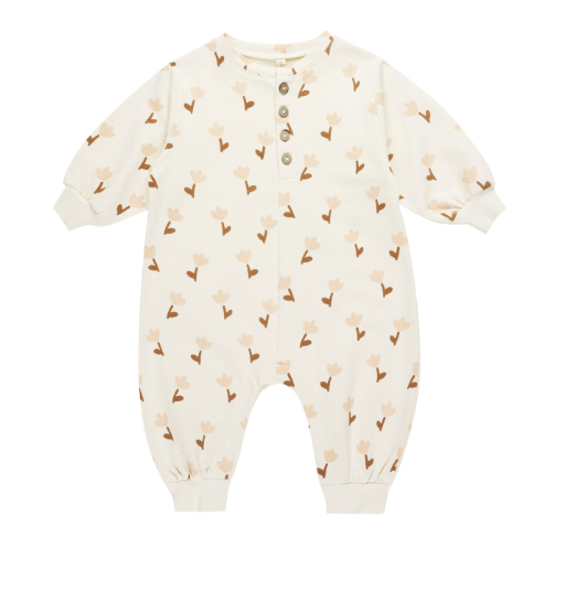 Quincy Mae - Relaxed Fleece Jumpsuit - Tulips