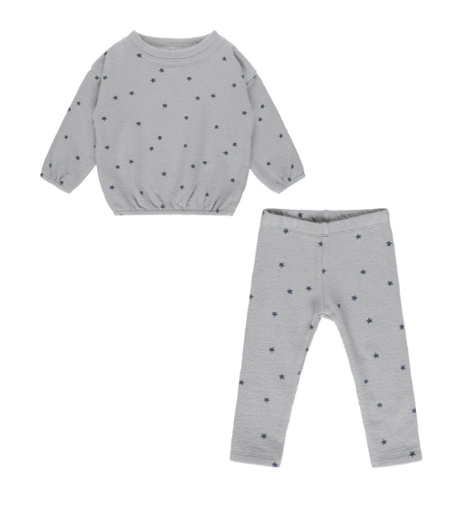 Rylee + Cru - Spongey Knit Set - Blue Stars