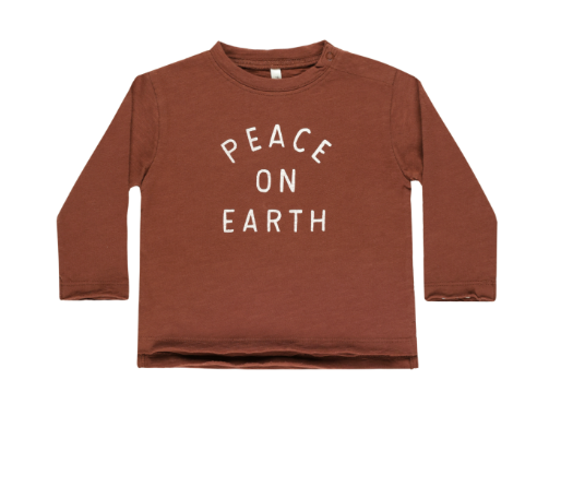 Rylee + Cru - Raw Edge Long Sleeve Tee - Peace on Earth