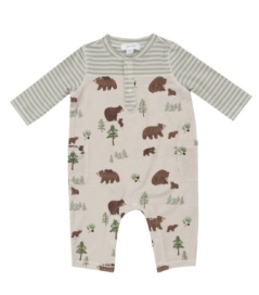 Angel Dear - Sweet Brown Bears - Romper with Contrast Sleeve