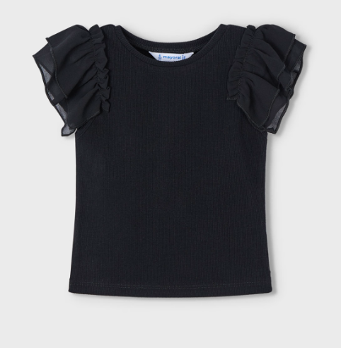 Mayoral - Black Ruffle S/S Shirt