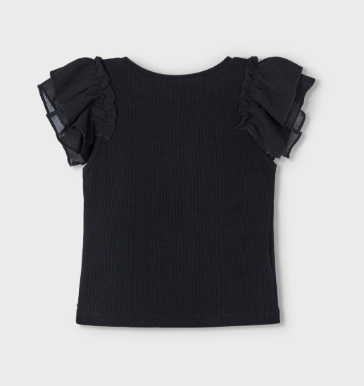 Mayoral - Black Ruffle S/S Shirt