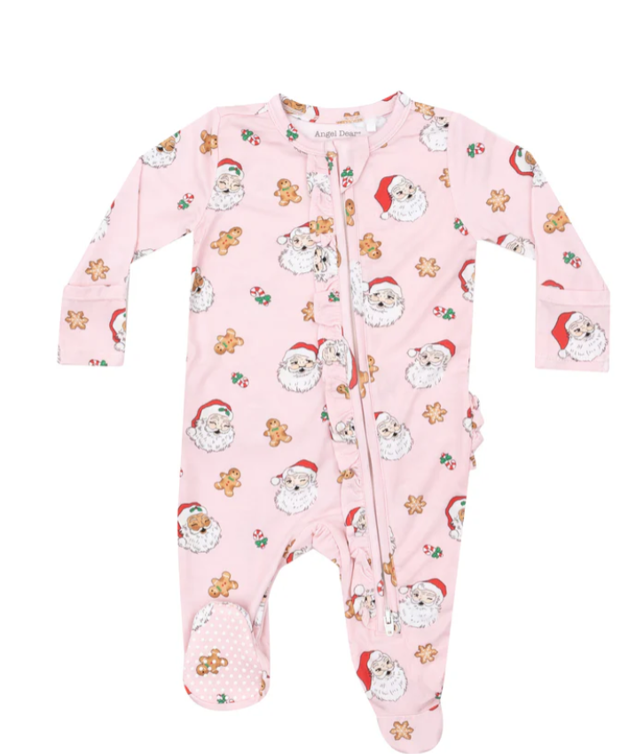 Angel Dear - Vintage Santas Pink Ruffle Footie