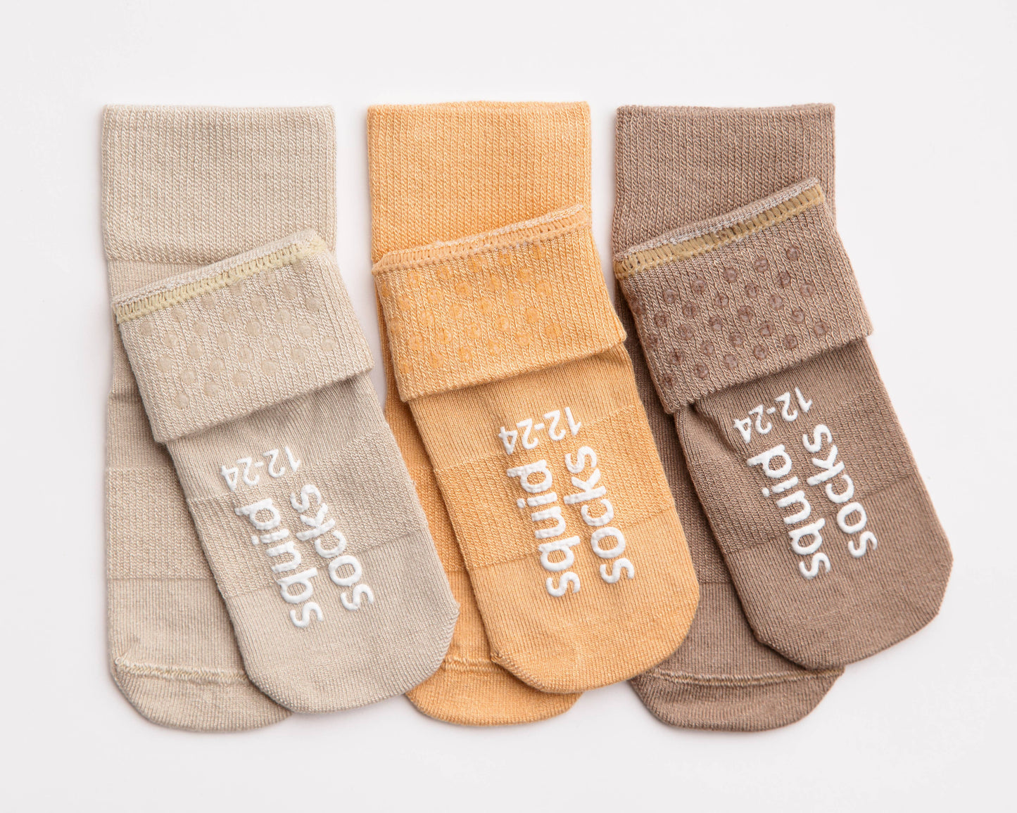 squid socks - Caramel - Toffee, Butterscotch, Coffee Non-Slip Baby Socks