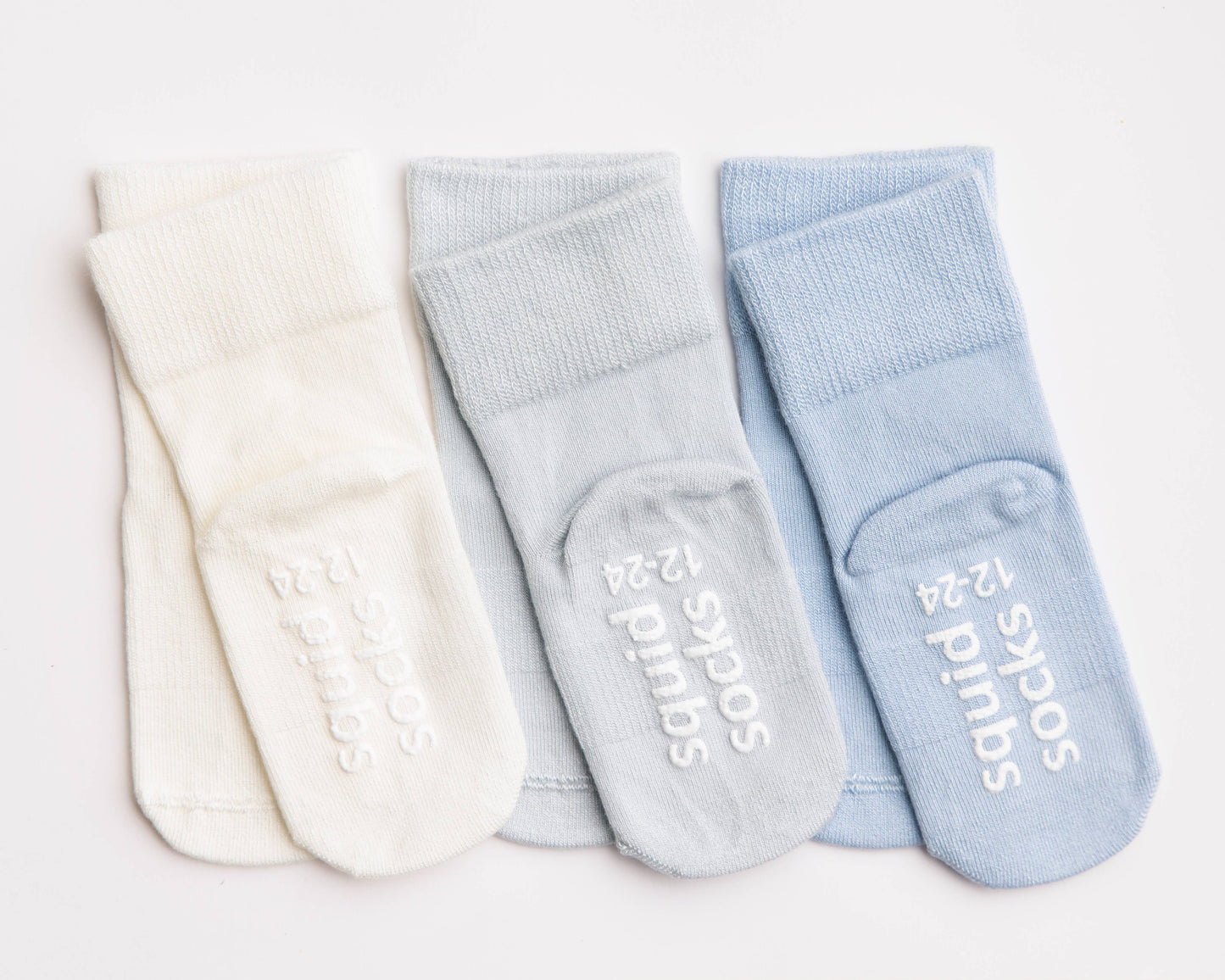 squid socks - Casen - Non-Slip Baby Socks in Ivory, Powder and Baby Blue