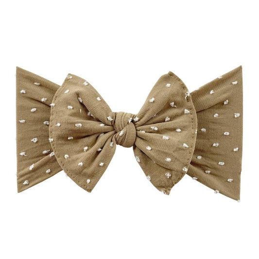 Baby Bling Bows - mocha dot  PATTERNED SHABBY KNOT