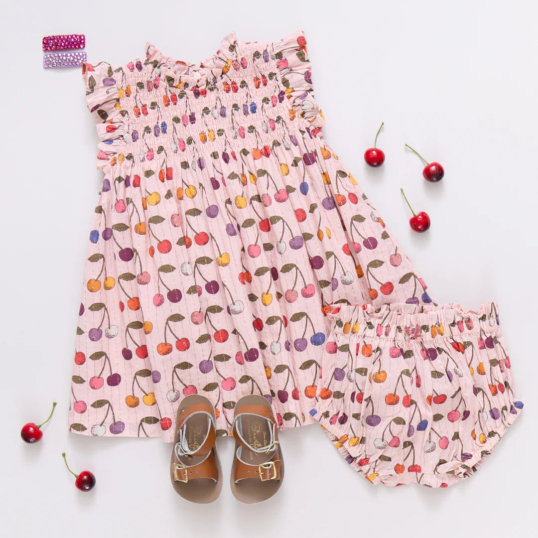 Pink Chicken -  Baby Girls Stevie Dress Set - Cloud Pink Cherry