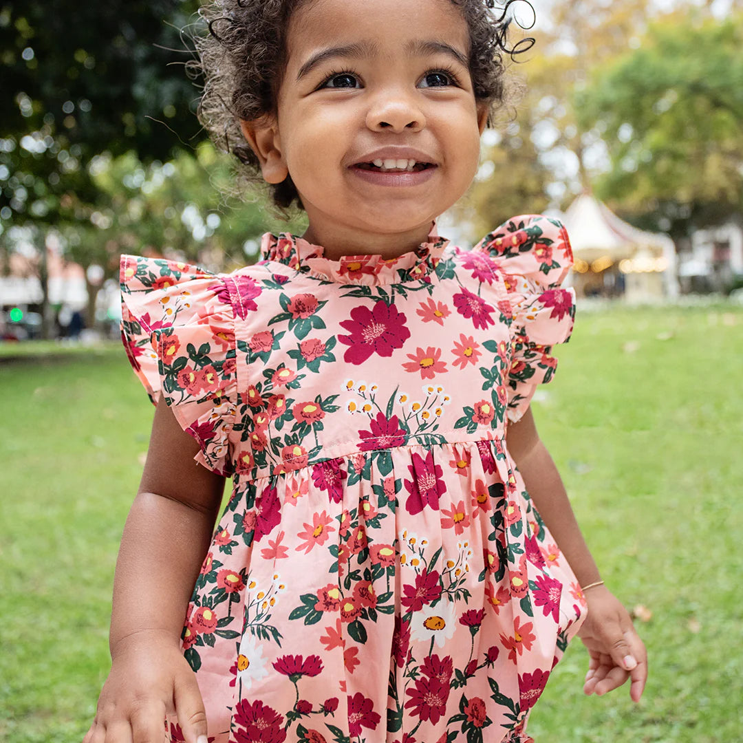 Pink Chicken - Baby Girls Jennifer Bubble - Pink Daisy Floral