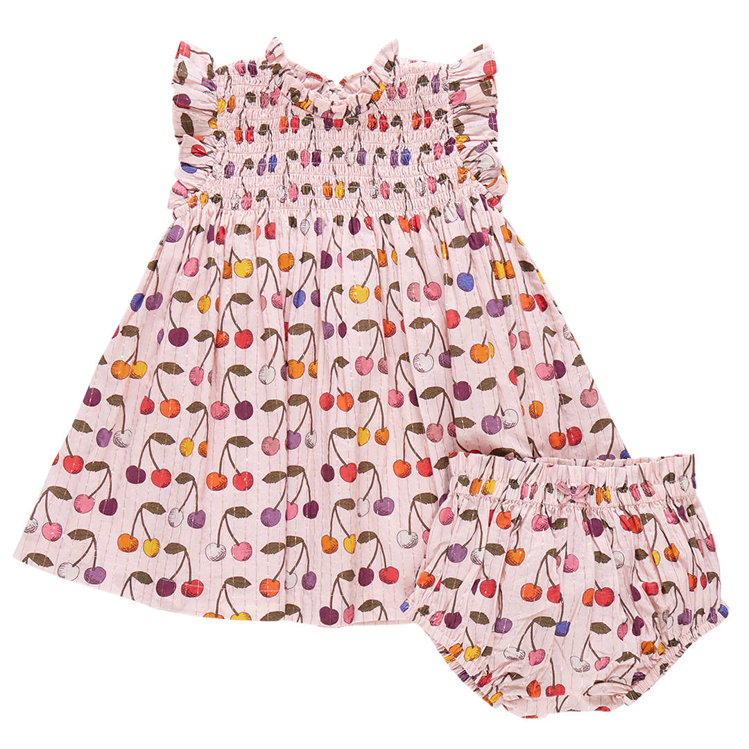 Pink Chicken -  Baby Girls Stevie Dress Set - Cloud Pink Cherry