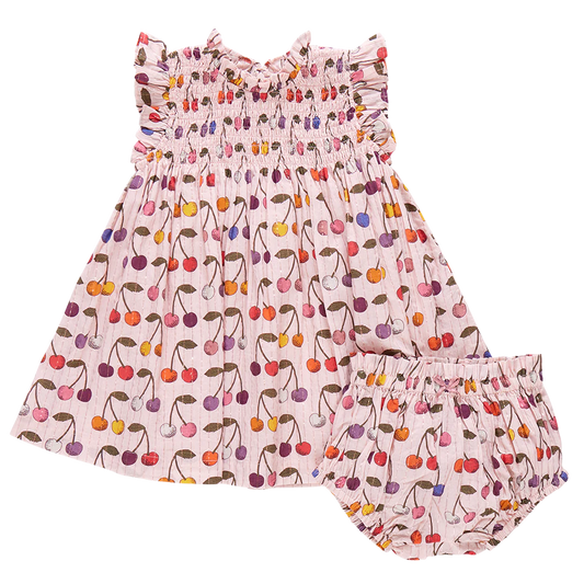 Pink Chicken -  Baby Girls Stevie Dress Set - Cloud Pink Cherry