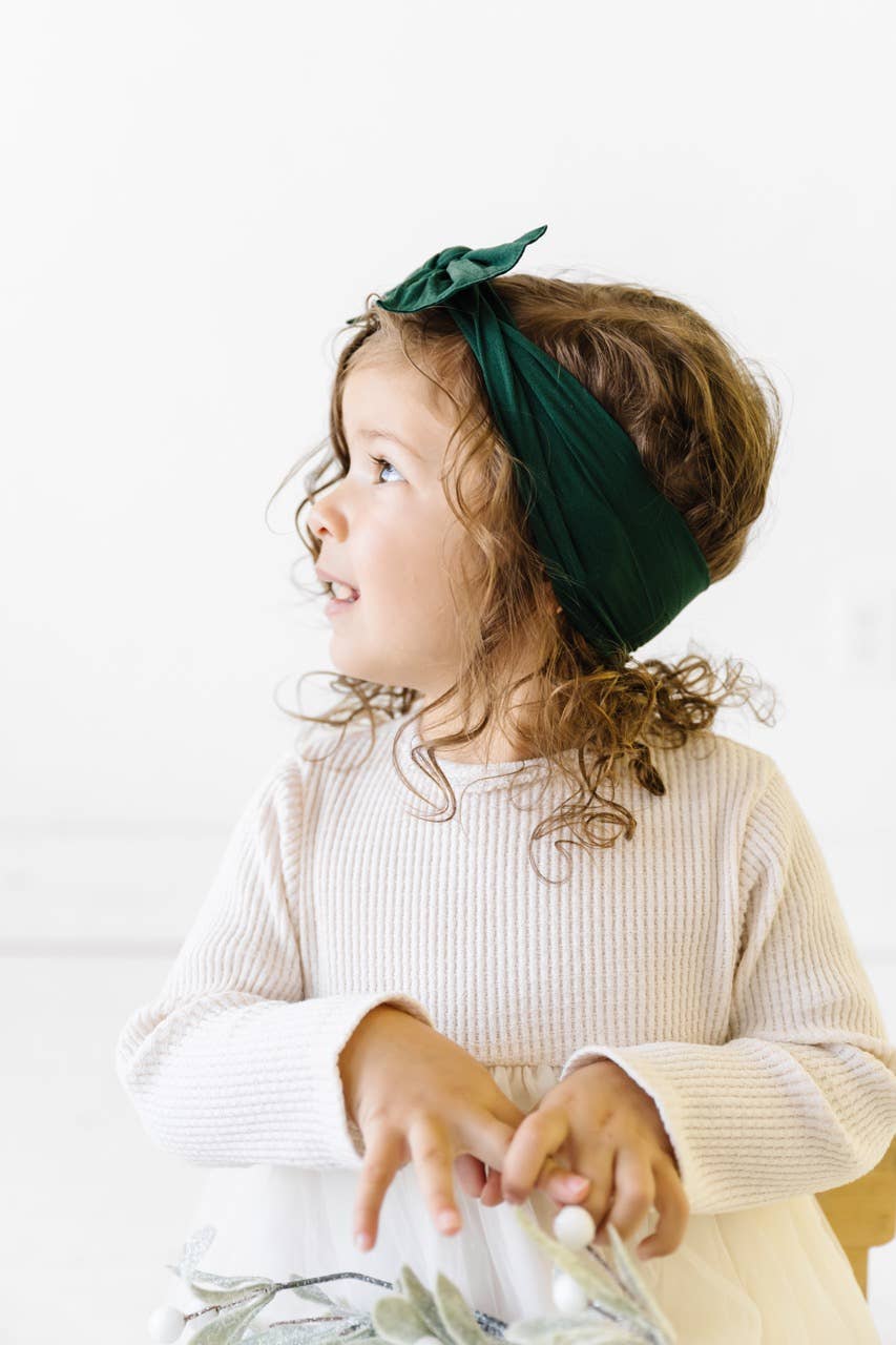 Baby Bling Bows - THE KNOT Soft nylon headband: forest green