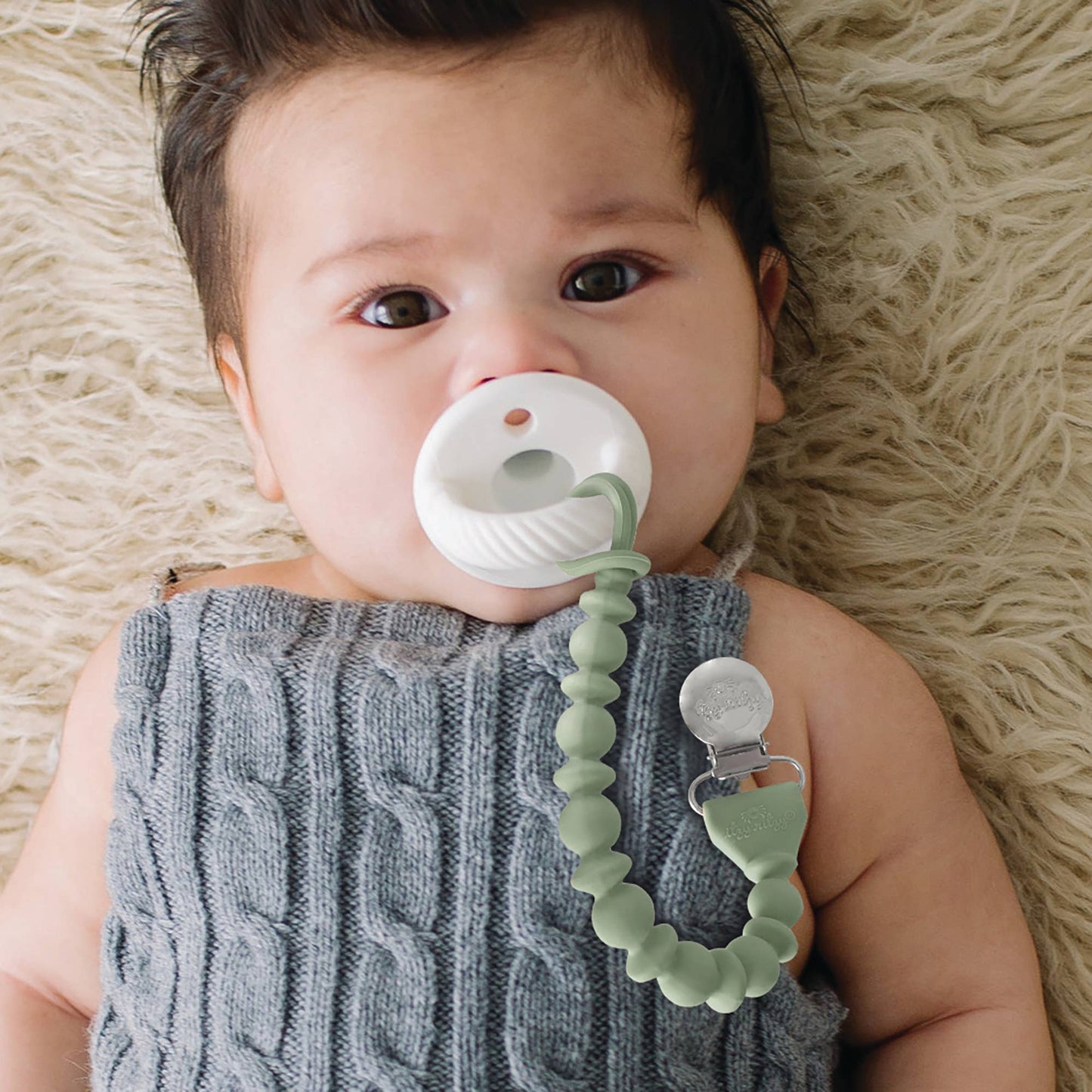 Itzy Ritzy - Sweetie Strap™ Silicone One-Piece Pacifier Clips: Buttercream