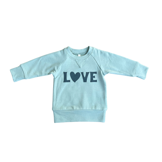 babysprouts clothing company - Raglan Sweatshirt: Love in Seafoam