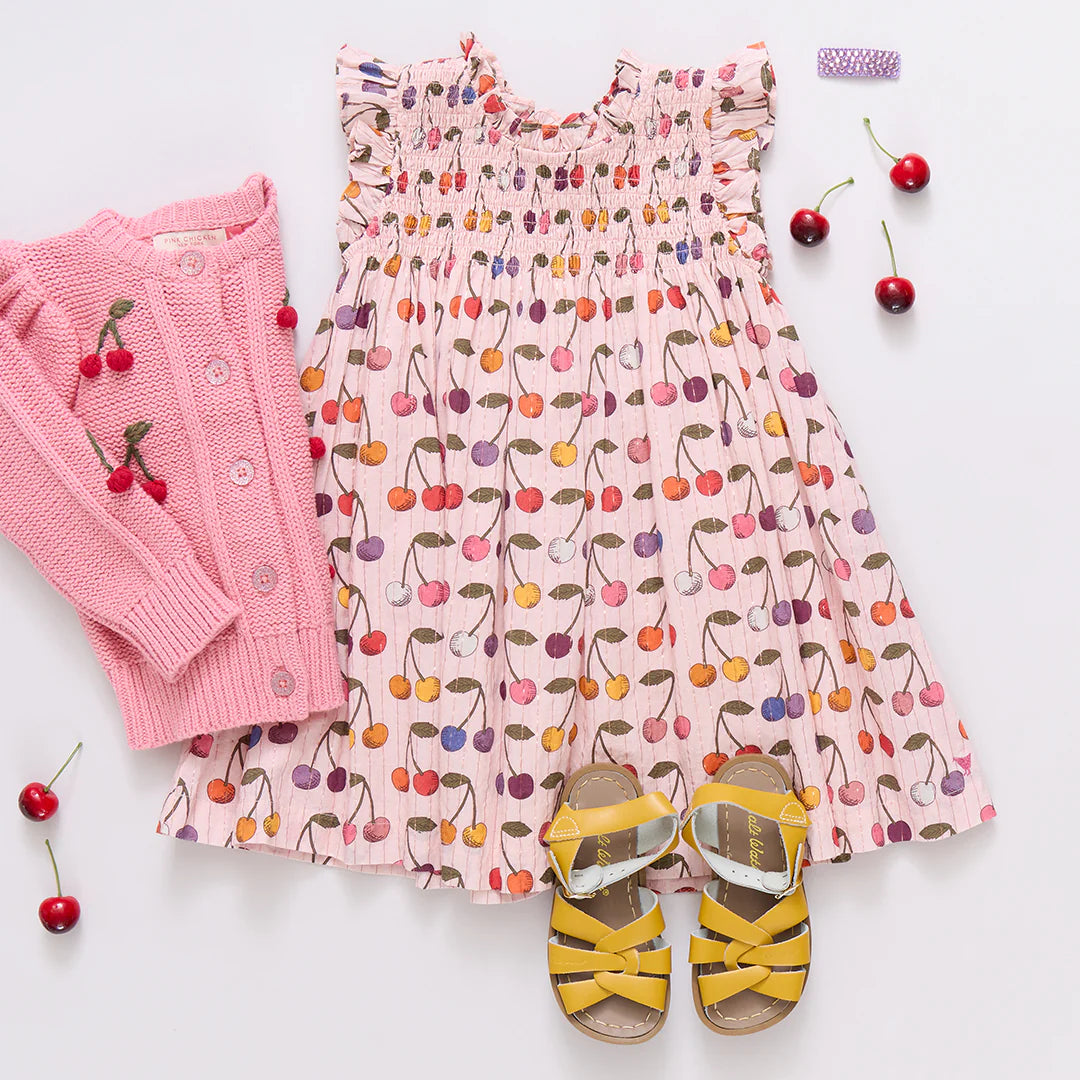 Pink Chicken - Girls Stevie Dress - Cloud Pink Cherry